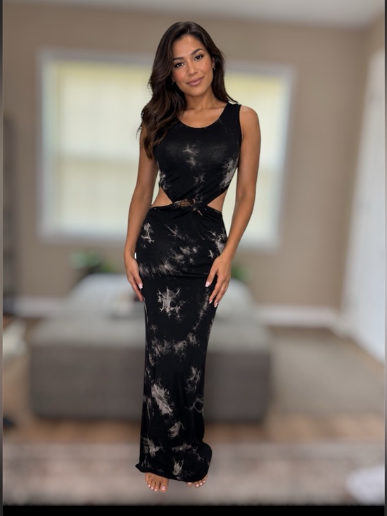Hot & Delicious Dresses & Skirts - Hot & Delicious Black Tie-Dye Cutout Maxi Dress